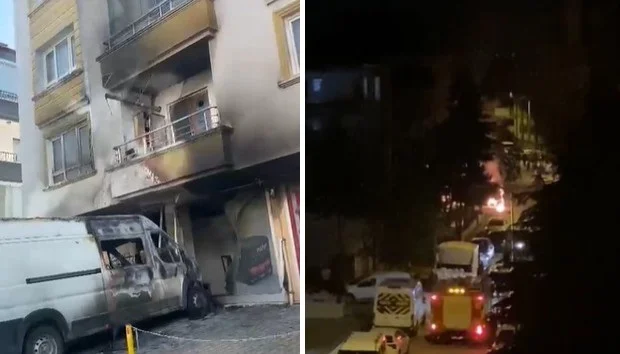 Keçiören’de gece çıkan yangında dükkan, minibüs ve daire zarar gördü