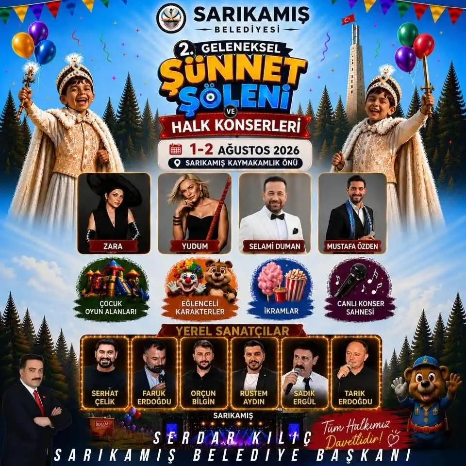 Sarıkamış’ta 2. geleneksel sünnet şöleni ve halk konserleri coşkusu yaşanacak