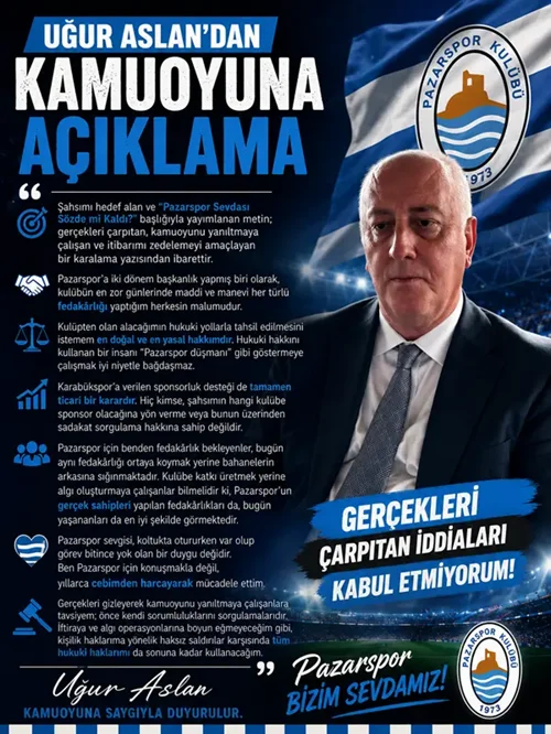 Uğur Aslan’dan açıklama: “Hukuki haklarımı kullanacağım”