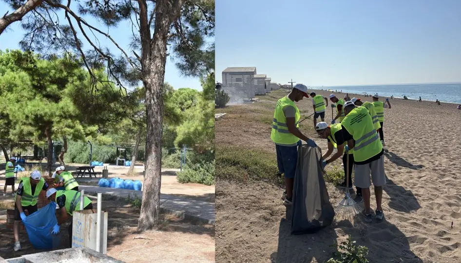 Manavgat’ta hükümlüler temizlik için sahaya indi