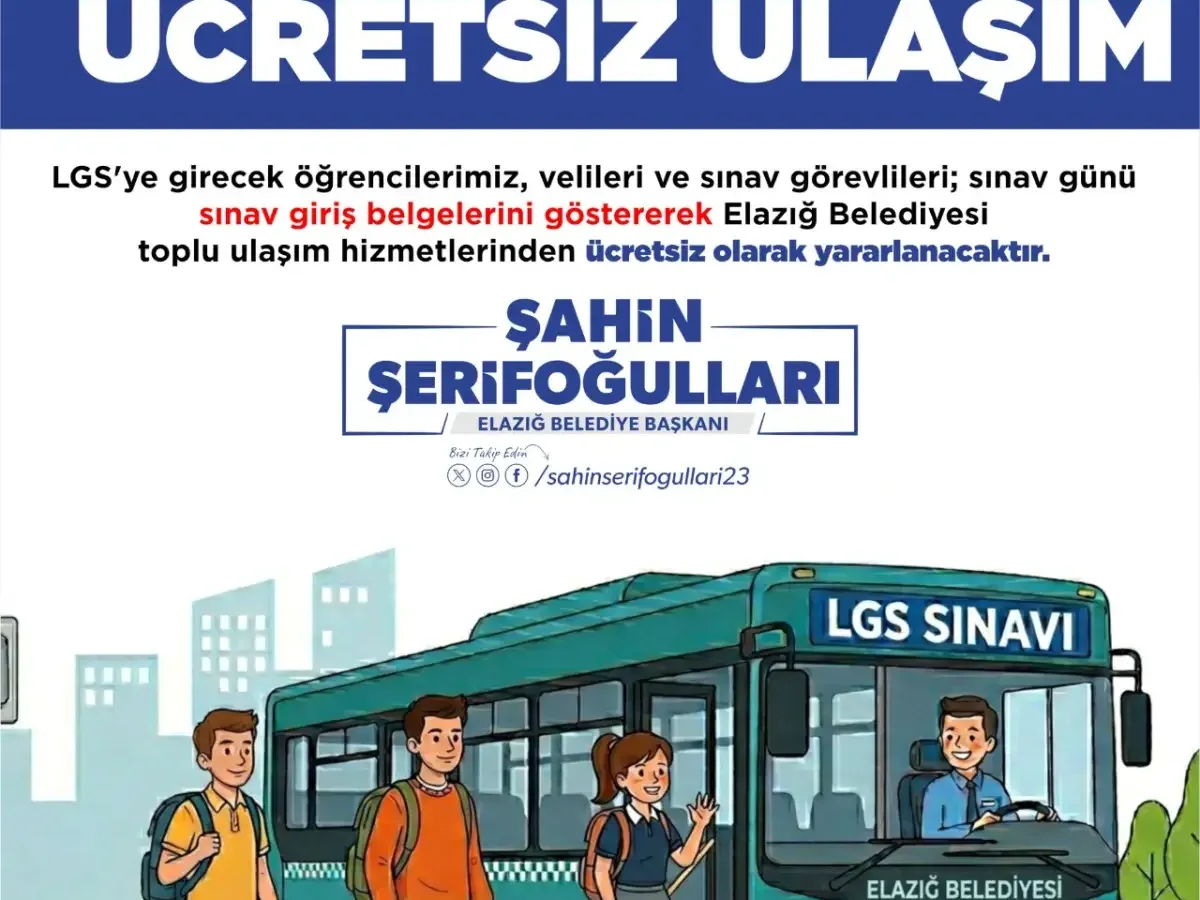 Elazığ’da LGS nedeniyle otobüs seferleri ücretsiz oldu