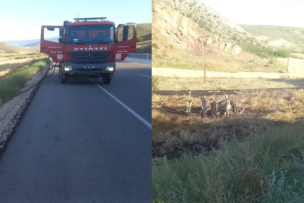 Ankara Nallıhan’da yanan araçtan mucize kurtuluş