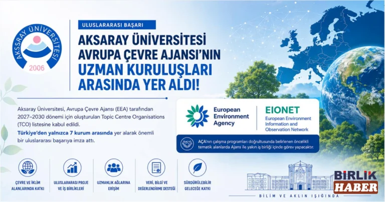 Aksaray Üniversitesi Avrupa Çevre Ajansı’nın TCO Listesine Girdi
