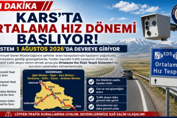 Kars’ta ortalama hız dönemi 1 Ağustos’ta devreye giriyor