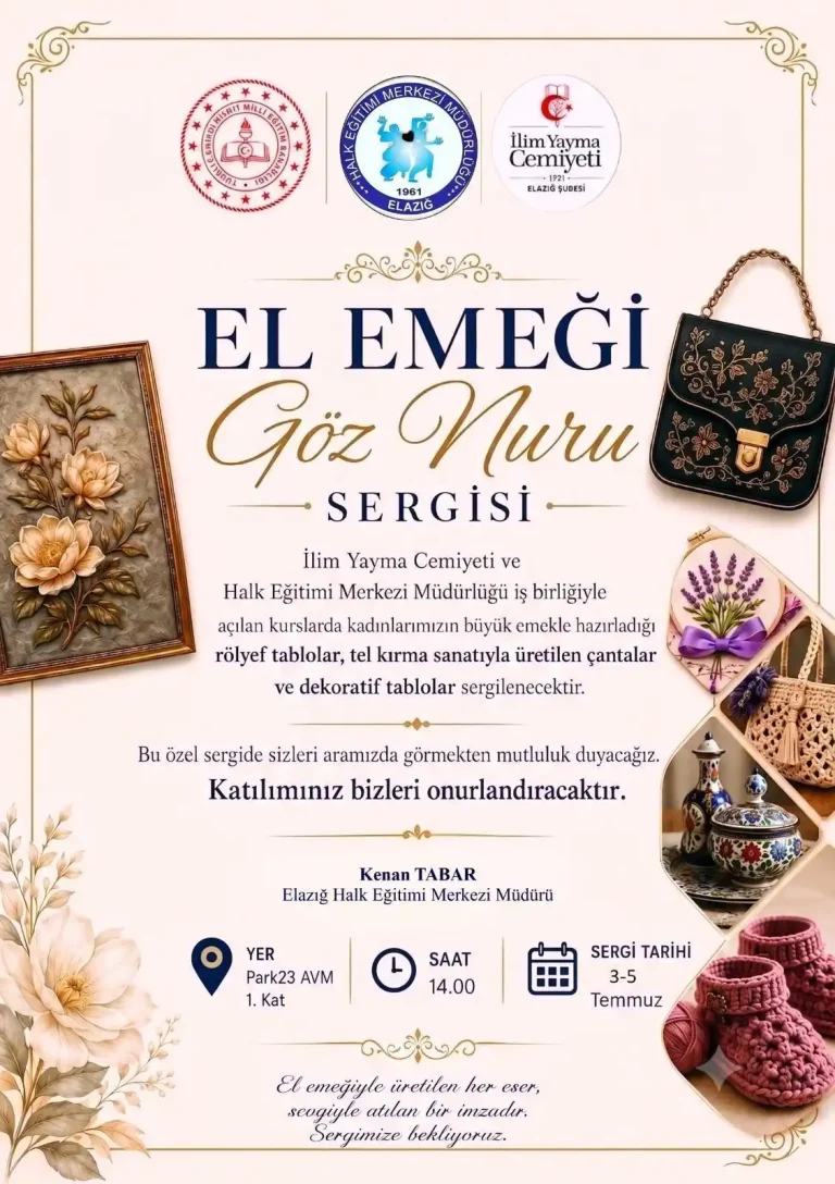 Elazığ’da el emeği göz nuru eserler sergilenecek