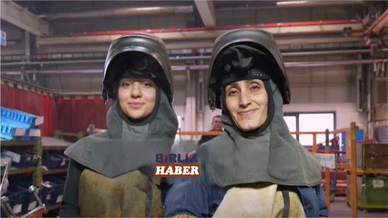 Aksaray’da kadınlar kamyon üretiminde kaynak yapıyor