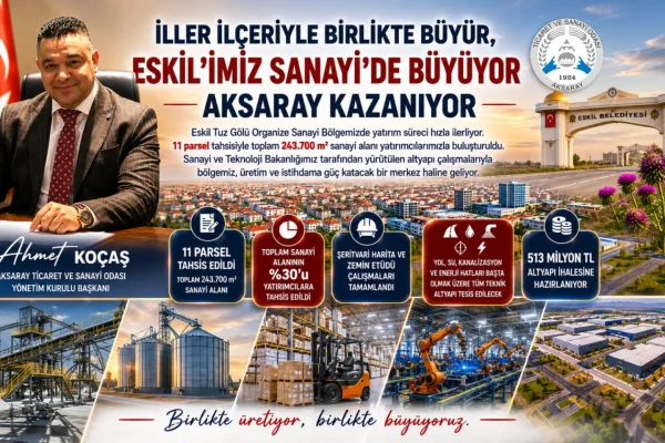 ATSO: Eskil Tuz Gölü OSB Yatırım Merkezi Oluyor
