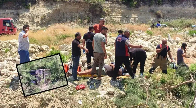 Hatay’da kamyon şrampole uçtu