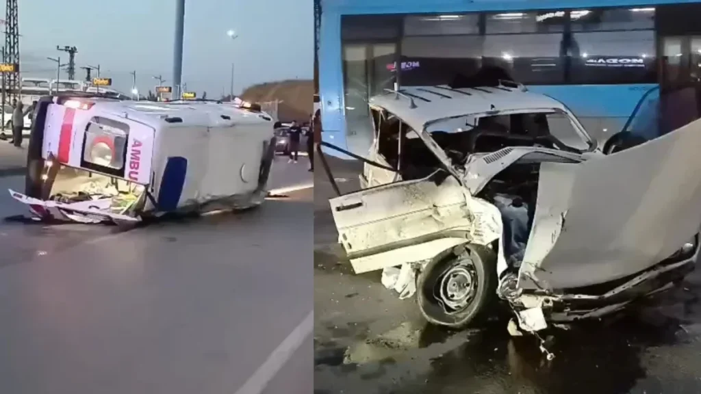 Çorum’da ambulans ile otomobil çarpıştı: 5 yaralı