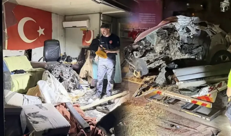 Direğe çarpan otomobilin motoru barakaya girdi: Olası facia son anda önlendi