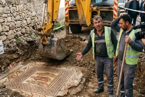 Altyapı kazısında mozaik bulundu