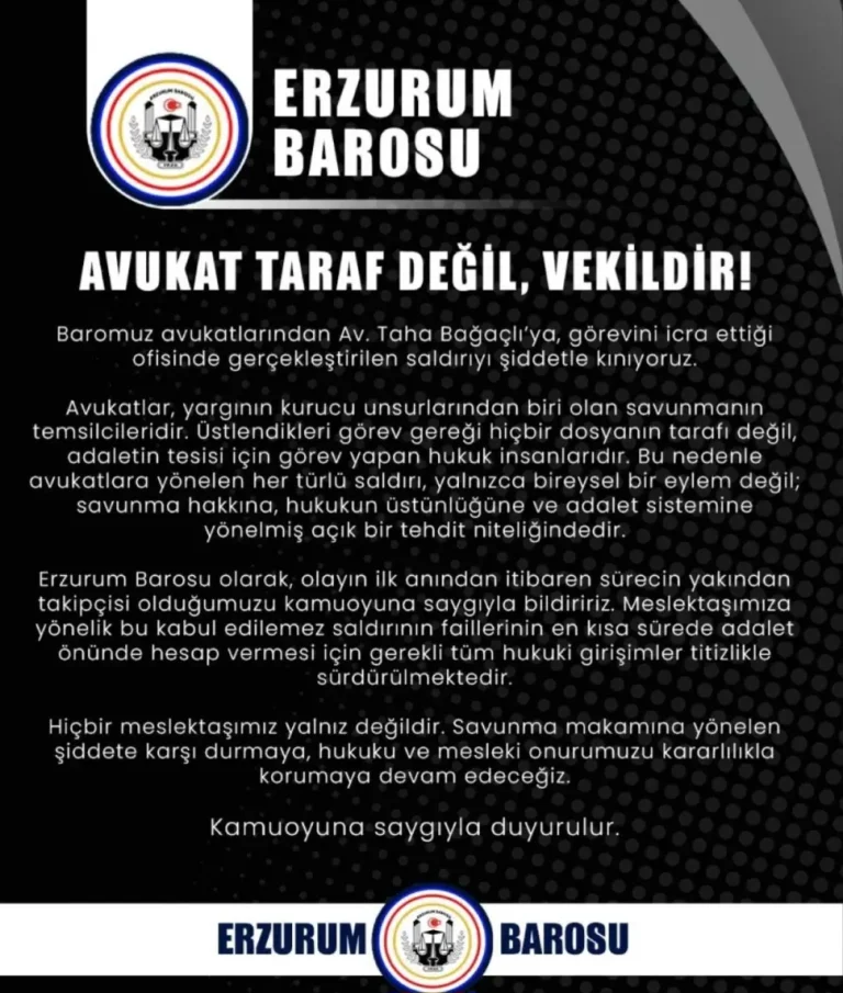 Erzurum’da avukata bıçaklı saldırı