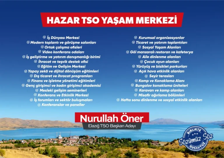Nurullah Öner’den dev proje: Hazar TSO Yaşam Merkezi Elazığ’a kazandırılacak