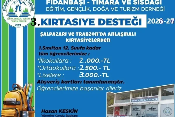 Tımara Derneğinden öğrencilere 3. kırtasiye desteği