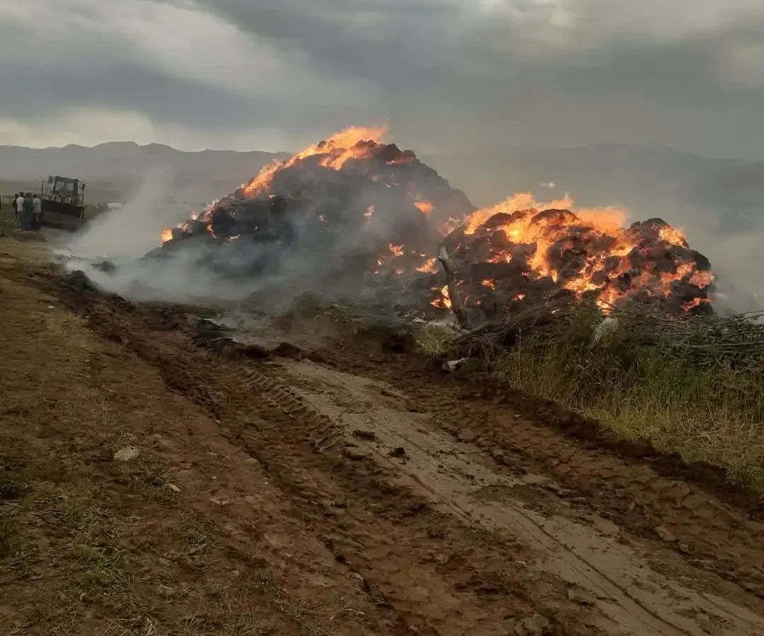 Çat’ta yıldırım düştü, otluk alanda yangın çıktı