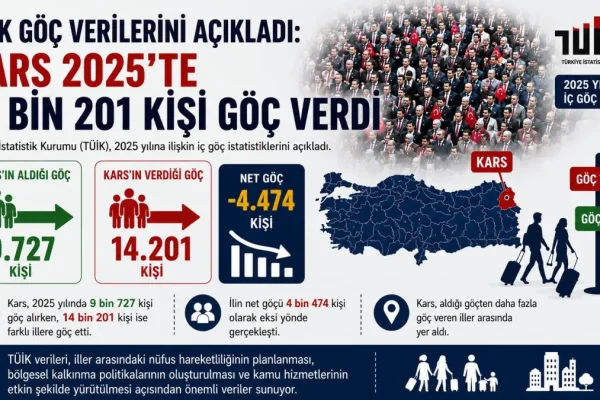 TÜİK göç verilerini açıkladı: Kars 2025’te 14 bin 201 kişi göç verdi