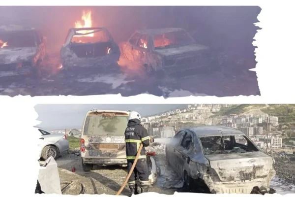 Hatay Samandağ’da şantiye yangını