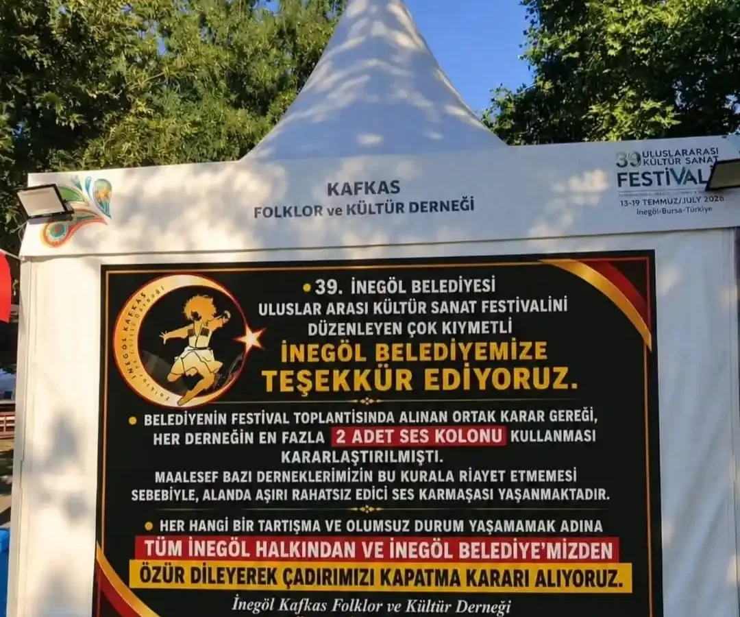 İnegöl’de festivaldeki gürültü krizi çözüldü: Derneklerden “yüksek sese son” kararı