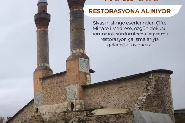Çifte Minareli Medresede Restorasyona Alınıyor