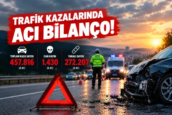 Trafik kazalarında 8 aylık bilanço: 1430 kişi hayatını kaybetti