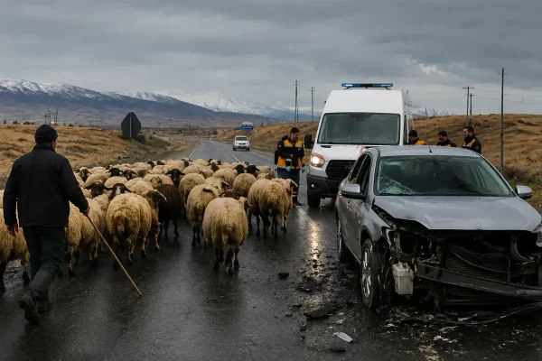 Kars’ta koyun sürüsü kazaya davetiye çıkardı: 3 yaralı