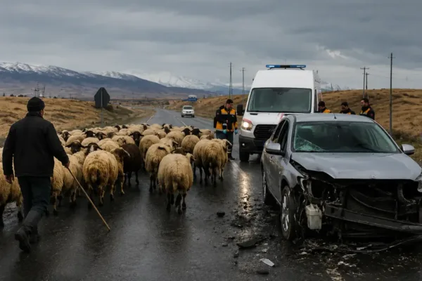 Kars’ta koyun sürüsü kazaya davetiye çıkardı: 3 yaralı