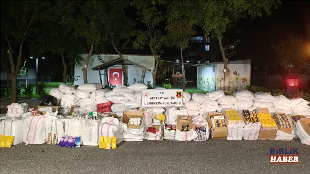 Aksaray’da tırdan 5,5 milyon TL’lik kaçak tütün ve sigara çıktı