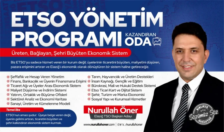 Nurullah Öner’den ETSO için ekonomik dönüşüm vizyonu