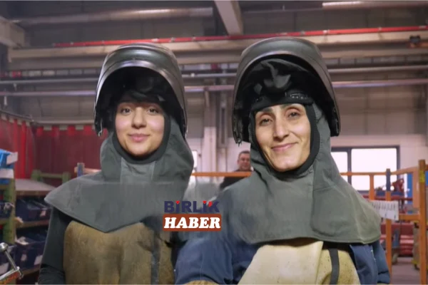 Aksaray’da kadınlar kamyon üretiminde kaynak yapıyor