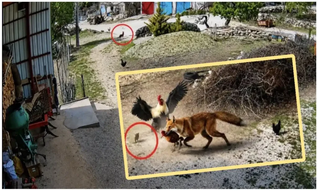 Burdur’da güvenlik kamerasına yansıdı: Tilkinin pençesindeki tavuğu horoz kurtardı