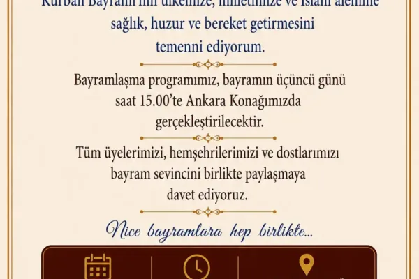 Ankara Kulübü’nden Geleneksel Bayramlaşma programı daveti