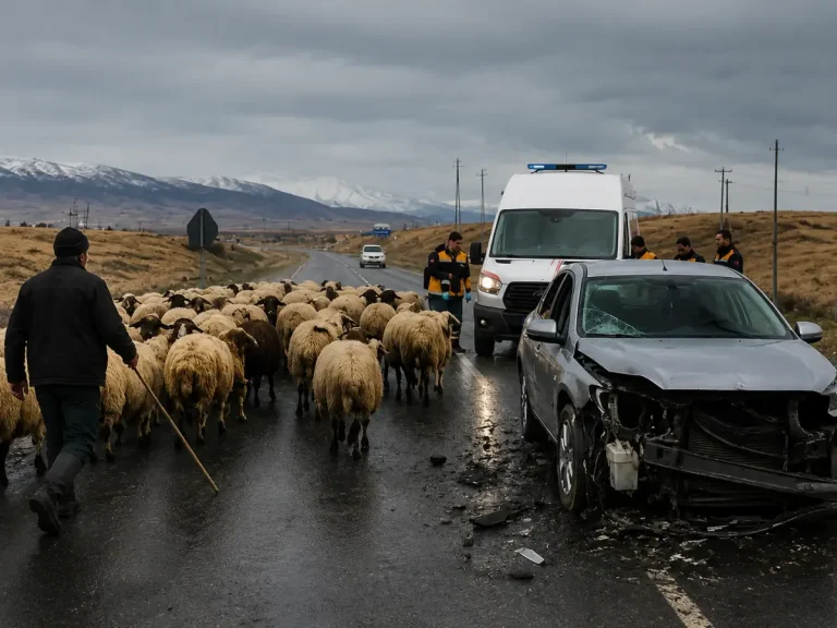Kars’ta koyun sürüsü kazaya davetiye çıkardı: 3 yaralı